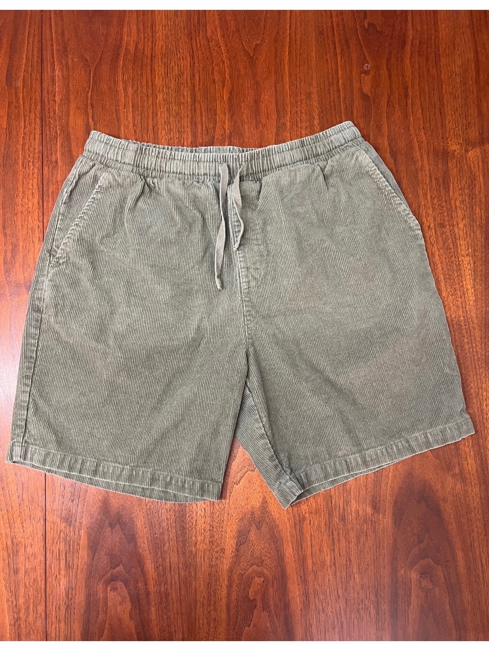 Steel City Men Large Olive Green Corduroy Drawstring Shorts